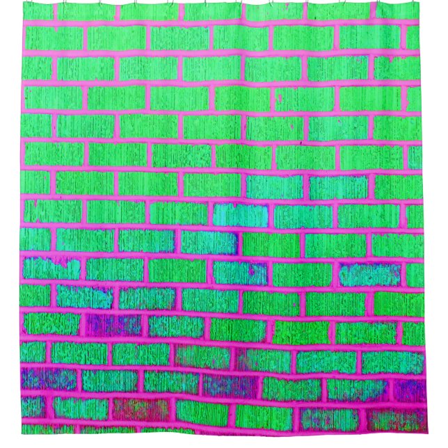 Urban Neon Brick Wall Shower Curtain (Front)