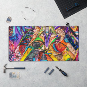Urban Neon Graffiti Maximalist Desk Mat
