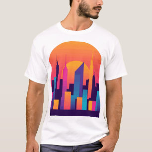 Urban Oasis: Stylized Cityscape Design T-Shirt