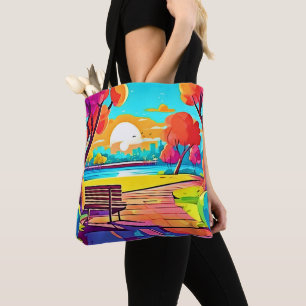Urban Oasis Sunset Panorama Tote Bag
