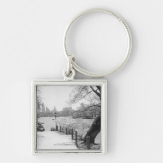 Urban park with tranquil lake key ring