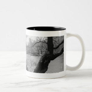 Urban park with tranquil lake Two-Tone coffee mug