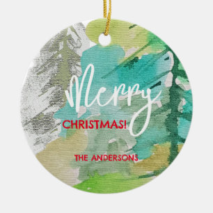 Urban Pastel Modern Christmas Tree Watercolor Art Ceramic Tree Decoration