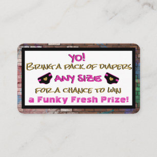 Urban Pink & Black Hip Hop Diaper Raffle Enclosure Card