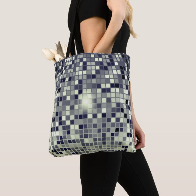 Urban Pixel Grid Abstract Pattern Tote Bag (Close Up)