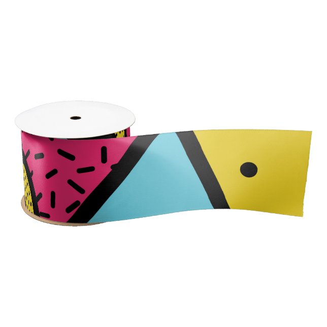 Urban Pop Art Abstract Geometric Lines and Dots Satin Ribbon (Spool)