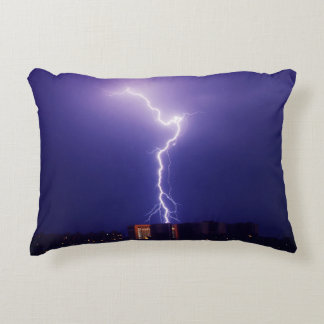 Urban Power Surge - Dynamic Lightning Bolt Over Ci Decorative Cushion