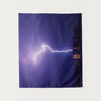 Urban Power Surge - Dynamic Lightning Bolt Over Ci Tapestry