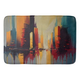 Urban Pulse – Abstract City In Vertical Rhythm Bath Mat