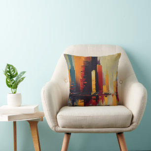 Urban Pulse – Abstract City In Vertical Rhythm Cushion