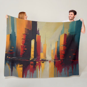Urban Pulse – Abstract City In Vertical Rhythm Fleece Blanket