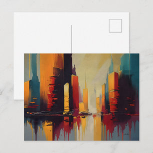 Urban Pulse – Abstract City In Vertical Rhythm Postcard