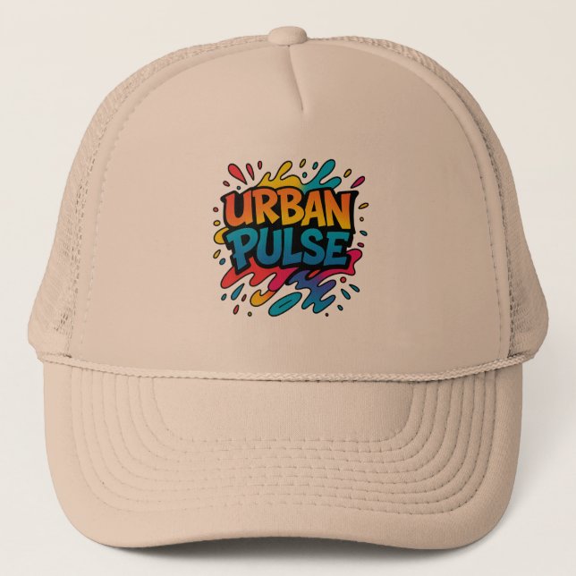 Urban Pulse – Vibrant Street Art Tee Trucker Hat (Front)