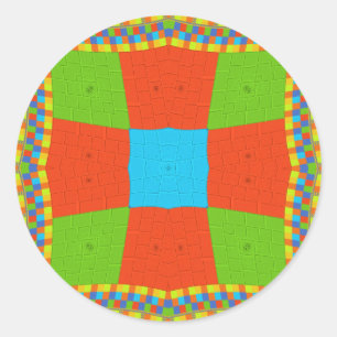 "Urban Quilt" European Geometric Pattern Art Classic Round Sticker