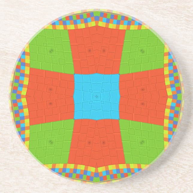 "Urban Quilt" European Geometric Pattern Art Coaster (Front)