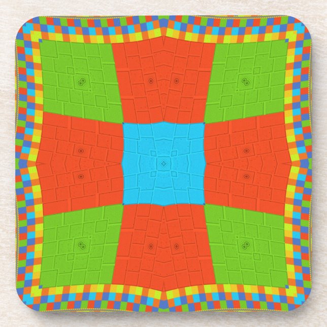 "Urban Quilt" European Geometric Pattern Art Coaster (Front)