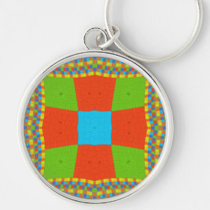 "Urban Quilt" European Geometric Pattern Art Key Ring