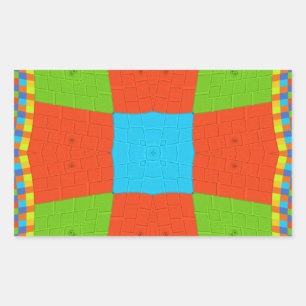 "Urban Quilt" European Geometric Pattern Art Rectangular Sticker