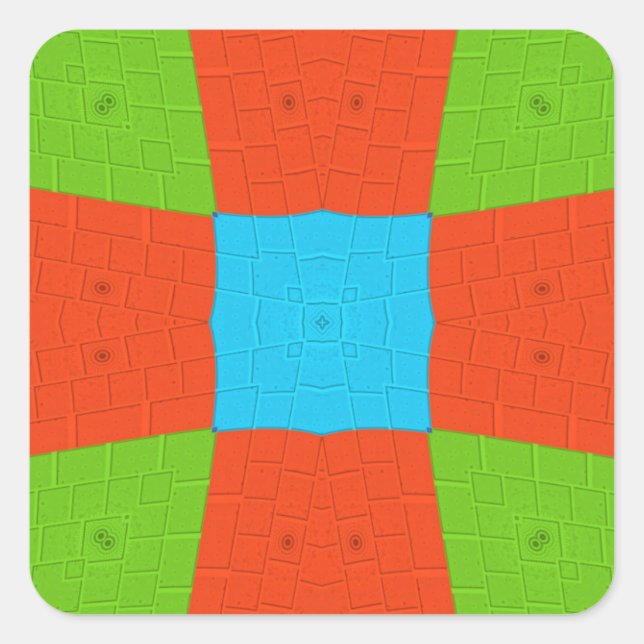 "Urban Quilt" European Geometric Pattern Art Square Sticker (Front)