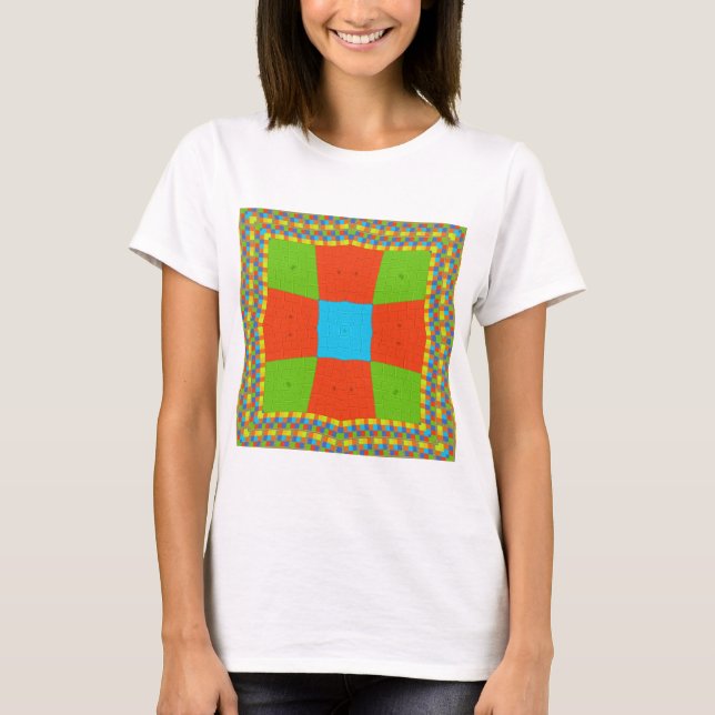 "Urban Quilt" European Geometric Pattern Art T-Shirt (Front)
