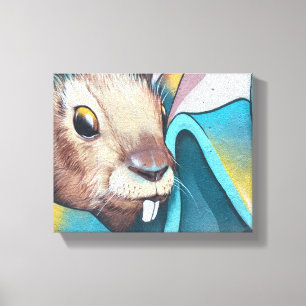 Urban Rabbit Art Urban Art Mural Bunny Rabbit Mura Canvas Print