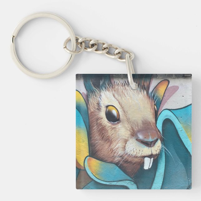 Urban Rabbit Art Urban Art Mural Bunny Rabbit Mura Key Ring (Front)