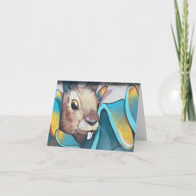 Urban Rabbit Art Urban Art Mural Bunny Rabbit Mura Thank You Card (Front)