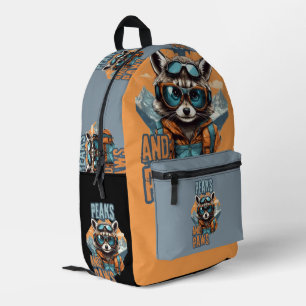 Urban Racoon with Adventure Vibes Printed Backpack