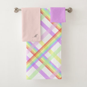 Urban Rainbow Plaid Monogrammed  Bath Towel Set