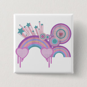 Urban Rainbow Stars and Spirals 15 Cm Square Badge