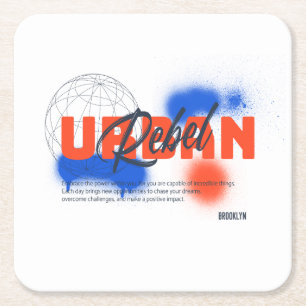 Urban Rebel Graffiti Style Street Aesthetic Square Paper Coaster