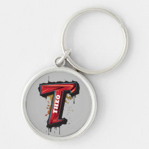 Urban Rebellion: Customisable Bold "T" Graffiti Key Ring