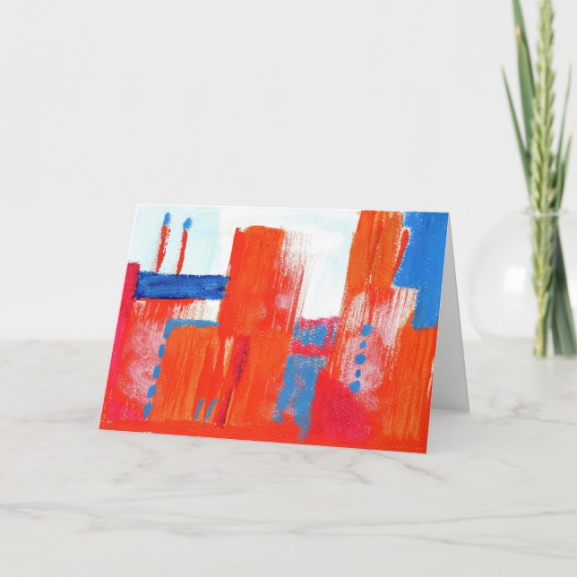 Urban Red Acrylic Art Greeting Card (Front)