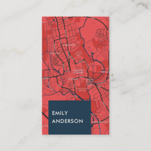 URBAN RED NAVY OXFORD UNIVERSITY UK OUTLINE MAP BUSINESS CARD
