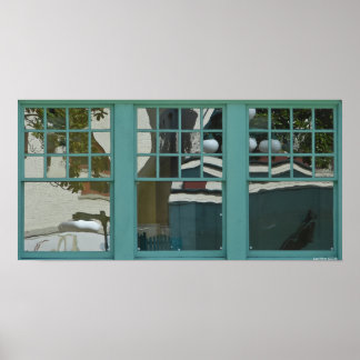 Urban Reflections Teal Window Panes Poster