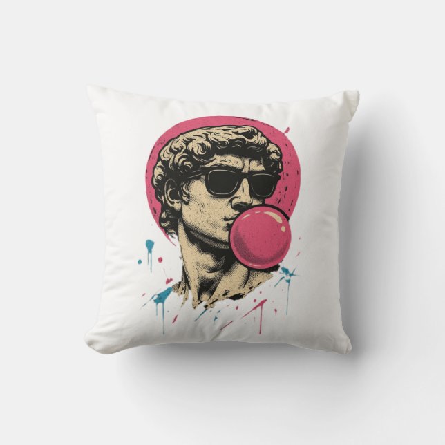 Urban Retro David — Bubblegum Pop Statue Cushion (Front)