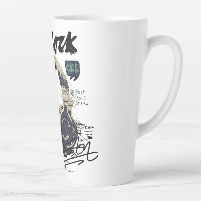 Urban Retro Headphone Vibe Illustration Latte Mug (Right)