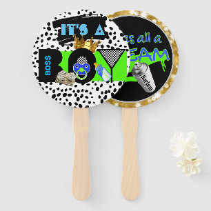 Urban Retro Hip Hop Baby Shower BOY Hand Fan