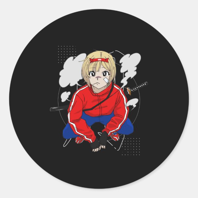 Urban Samurai - Anime Samurai Girl Fans Classic Round Sticker (Front)