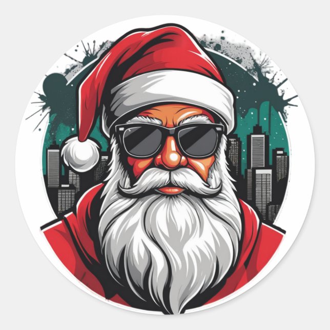 Urban Santa 10 Classic Round Sticker (Front)