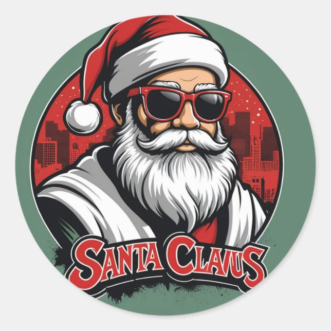 Urban Santa 4 Classic Round Sticker (Front)