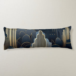 Urban Silhouette in Art Deco Body Cushion