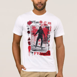 Urban Skater – Red Grunge Street Art T-Shirt