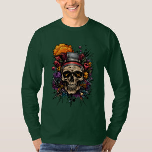 Urban Skull Graffiti Paint Splash Streetwear T-Shirt