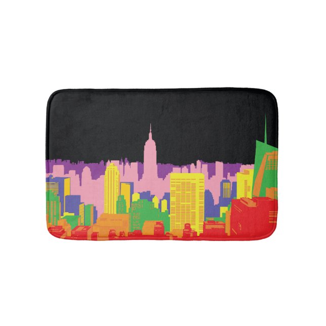 Urban Skyline: Night Rainbow Decor. Bath Mat (Front)