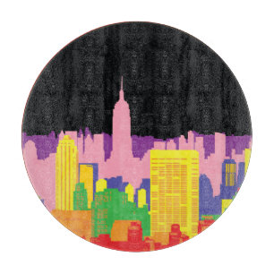 Urban Skyline: Night Rainbow Decor. Cutting Board