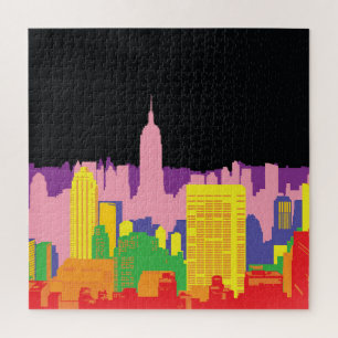 Urban Skyline: Night Rainbow Decor. Jigsaw Puzzle
