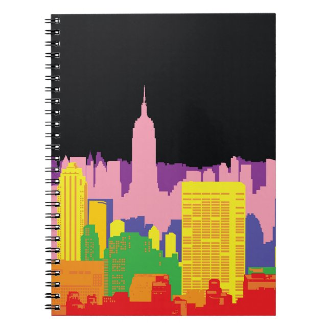 Urban Skyline: Night Rainbow Decor. Notebook (Front)