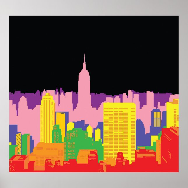 Urban Skyline: Night Rainbow Decor. Poster (Front)