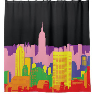 Urban Skyline: Night Rainbow Decor. Shower Curtain